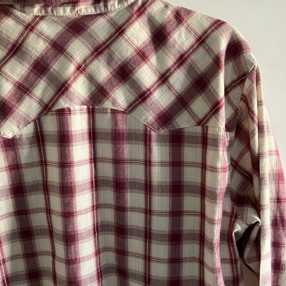 Wrangler Wrancher Shirt Men’s Large Pearl Snap Long Sleeve Maroon Western Wear. - Picture 11 of 12